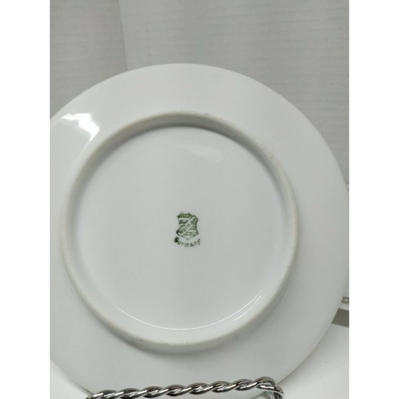 Set of (5) Rare Pattern Weimar Germany Bone China Saucers Pink Rosettes 6" - Picture 3 of 3